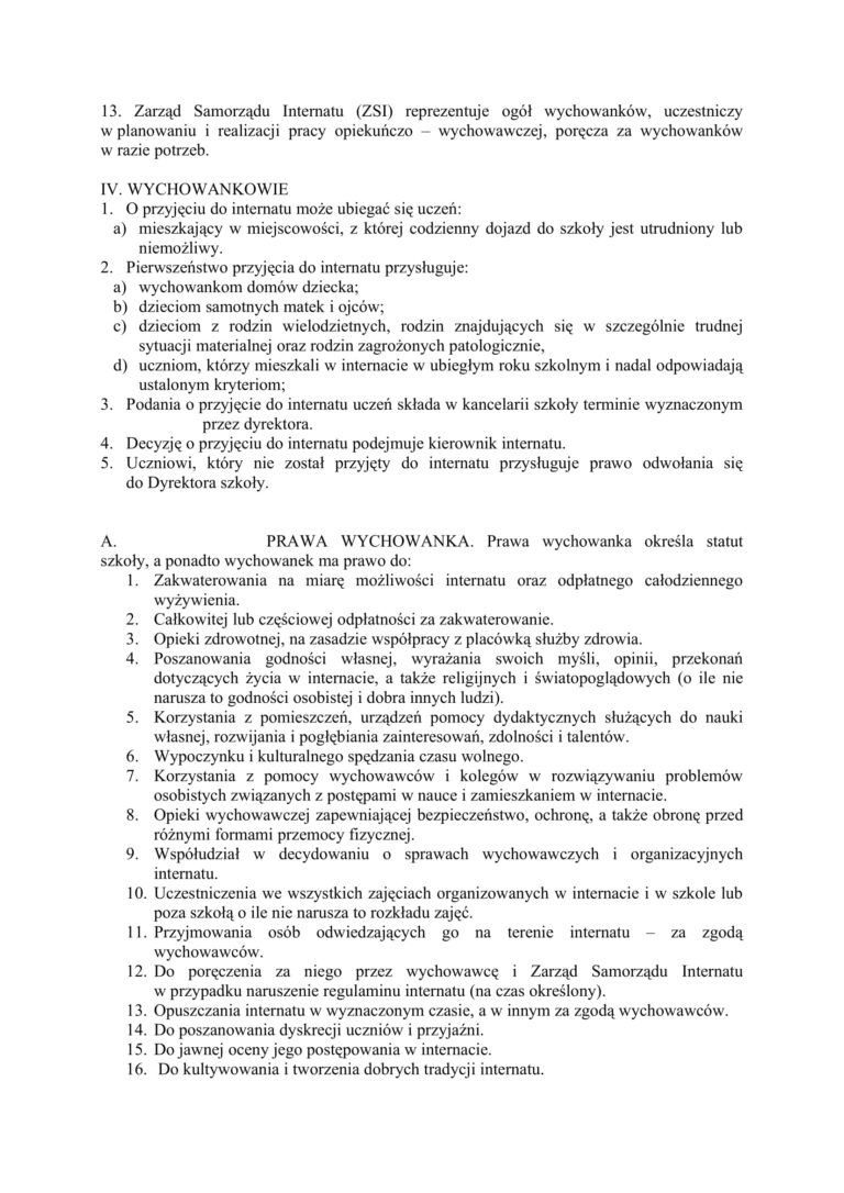 Regulamin Internatu 2018-2